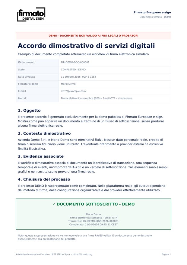 Signed demo document preview